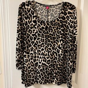 Vince Camuto Black and Brown Animal Print Blouse
